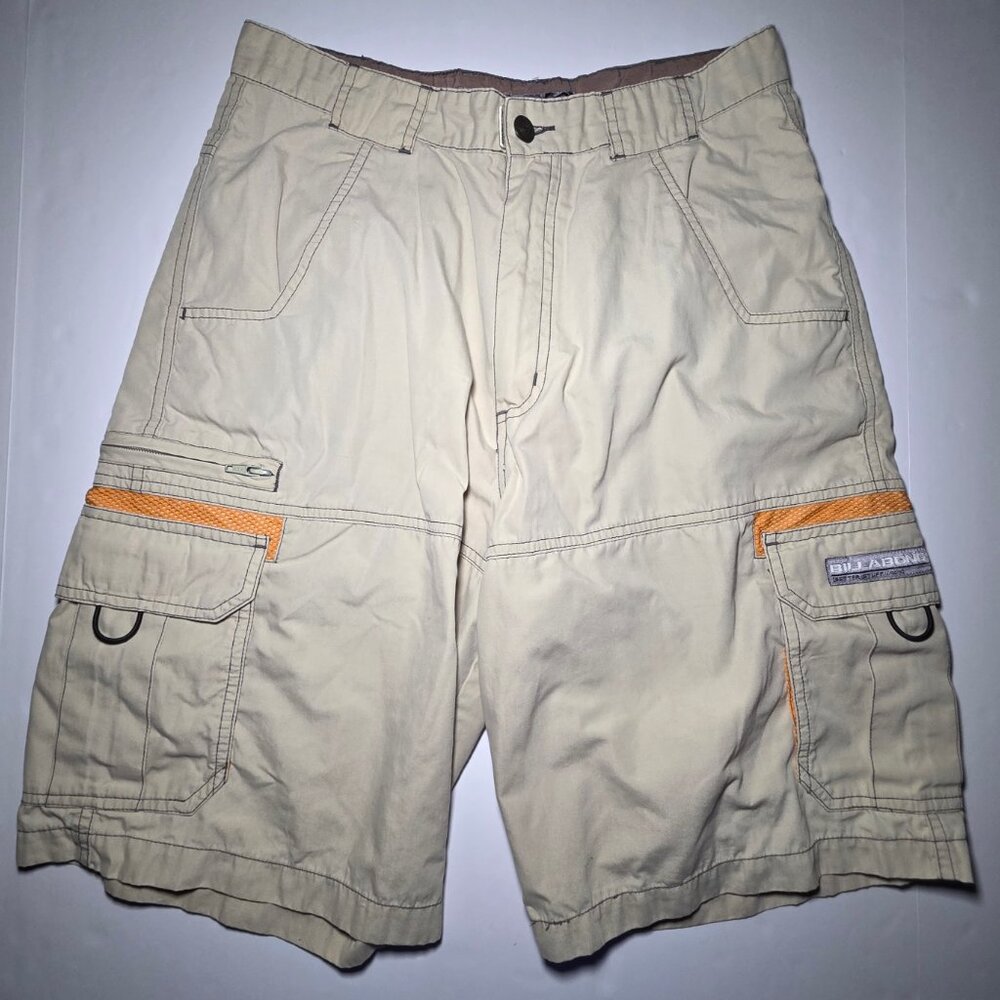 Billabong Mens Beige and Orange Cargo Style Shorts with 7 Pockets Size 30